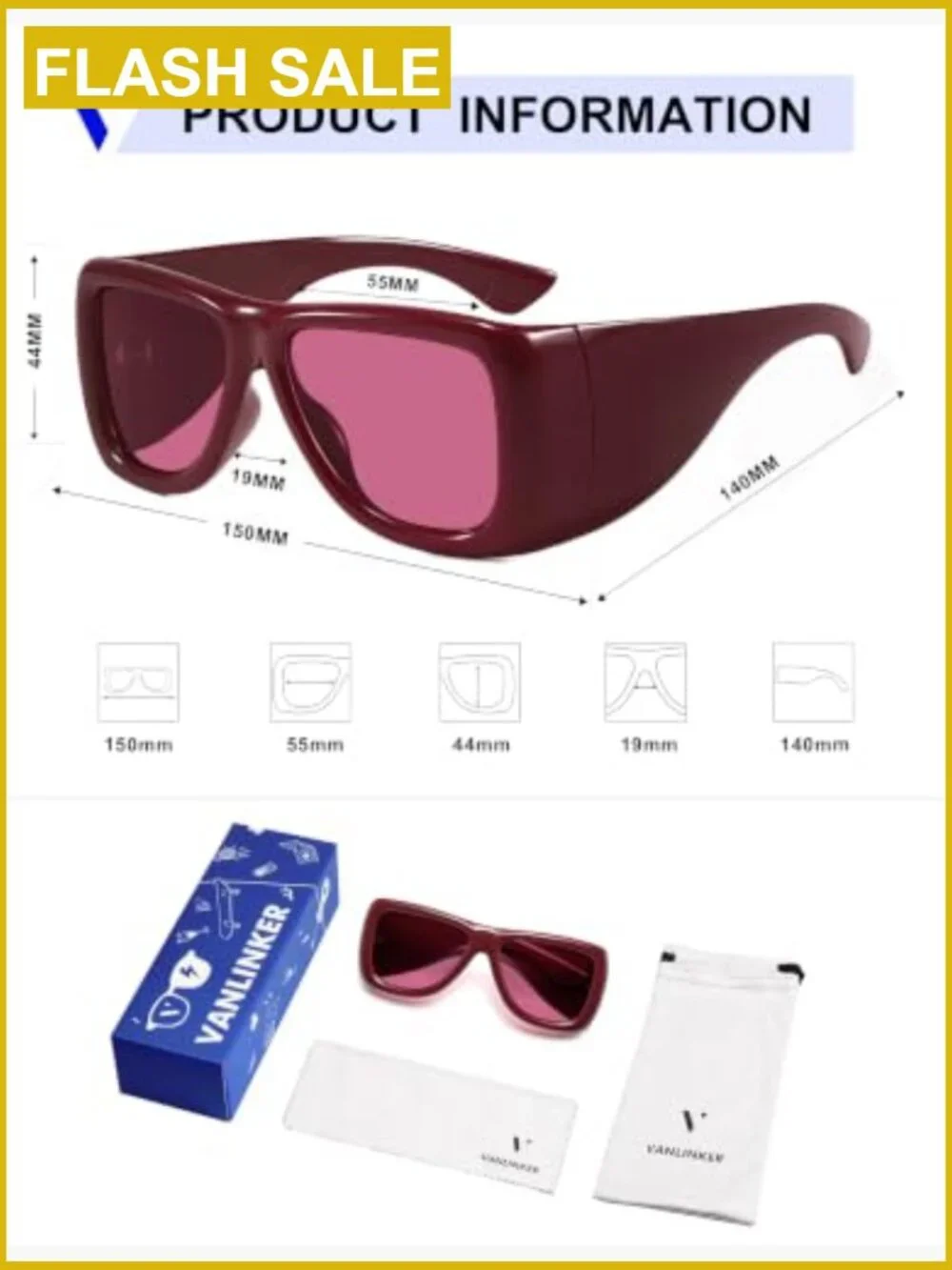 Retro Chunky Shield Oversized Aviator Sunglasses Square Wrap Around UV400